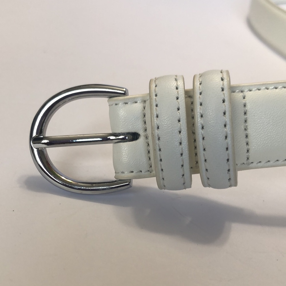 Falari White Leather Belt size Large 38-40 - Picture 7 of 9